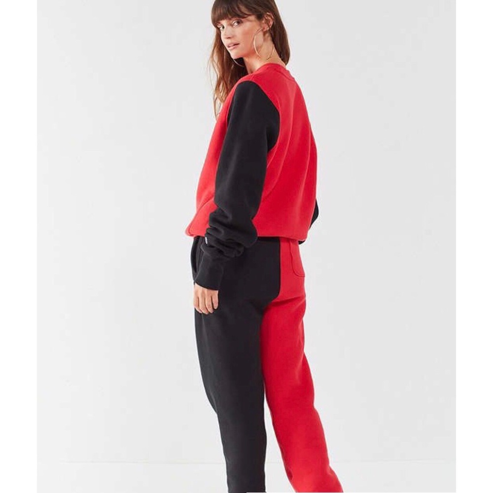 Champion Black and Red Colorblock Sweatshirt